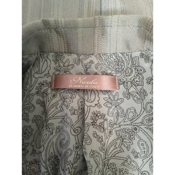 Nicola Silver Pin Striped Double Breasted 2 Piece Pants Suit Sz 10 - Picture 7 of 13